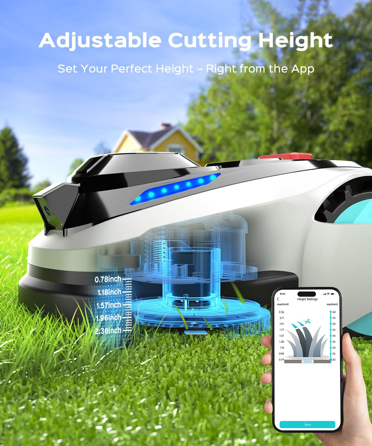 N1600 PRO Wireless Robot Lawn Mower, RTK+Vision Navigation, 0.4 Acre Coverage, APP Smart Control, Multi-Zone Mowing, Ordered Cutting Path, Smart Robot Lawn Mower for Yards
