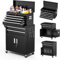 Tool Chest, 8-Drawer Rolling Tool Cart with Hooks, Tray Divider, Liners, 2 in 1 Detachable Tool Cabinet, Metal Tool StoraCart, Tool Box for GaraWorkshop(Black)