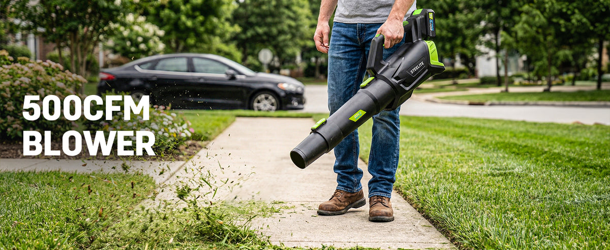 3-in-1 Cordless Lawn Care Kit, Electric Lawn Mower, Trimmer/Edger &amp; Leaf Blower, 21V Brushless, 2 x 4.0Ah Batteries &amp; Dual Chargers for Small Yards