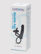 Lovehoney Double Fun Vibrating Rabbit Double Penetration Strap-On, Black