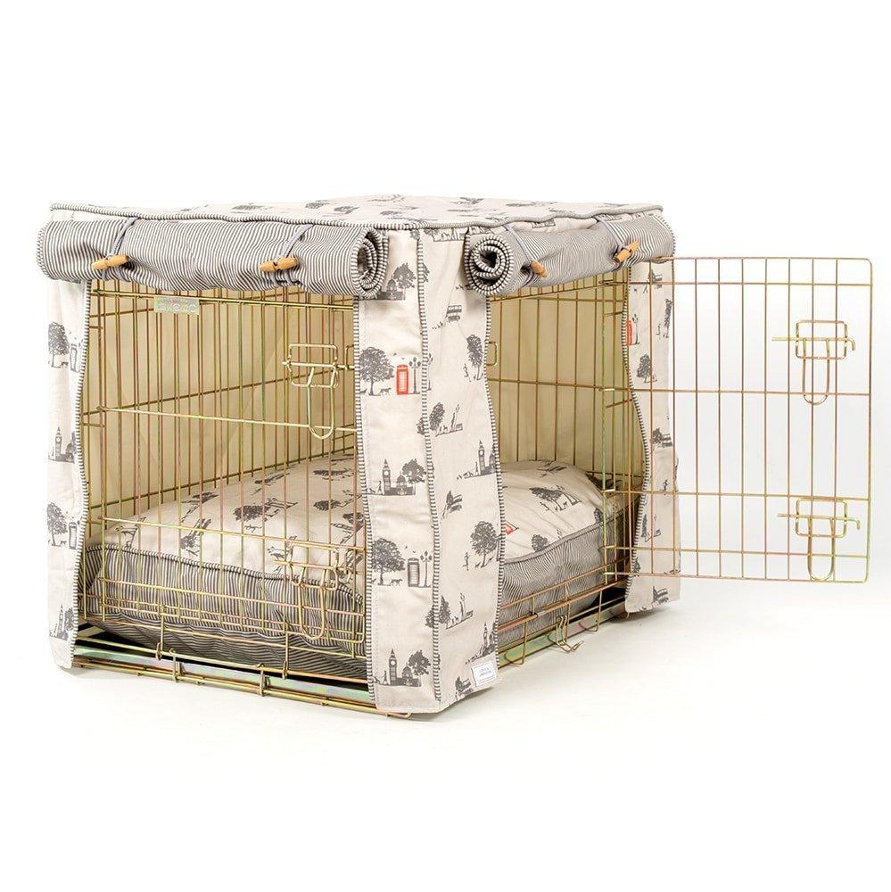 Lords &amp; Labradors Hyde Park Crate Cover Set with Ellie-Bo Crate (Includes a Dog Crate, Crate Cover and Cushion)