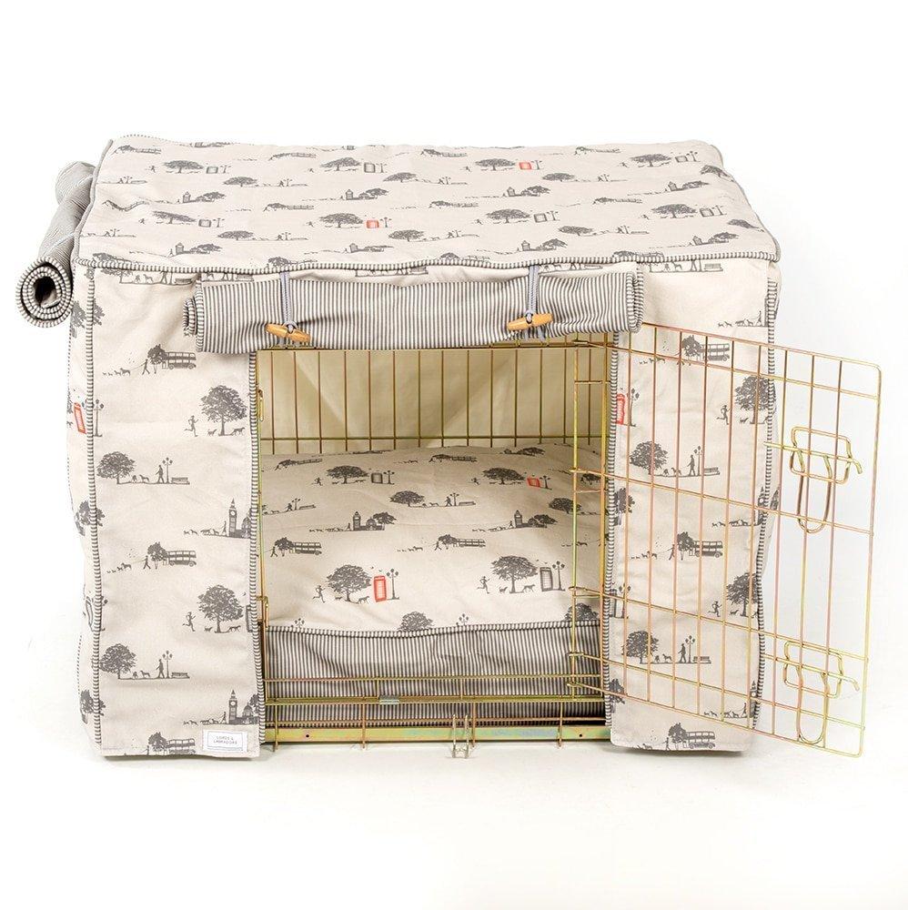 Lords &amp; Labradors Hyde Park Crate Cover Set with Ellie-Bo Crate (Includes a Dog Crate, Crate Cover and Cushion)