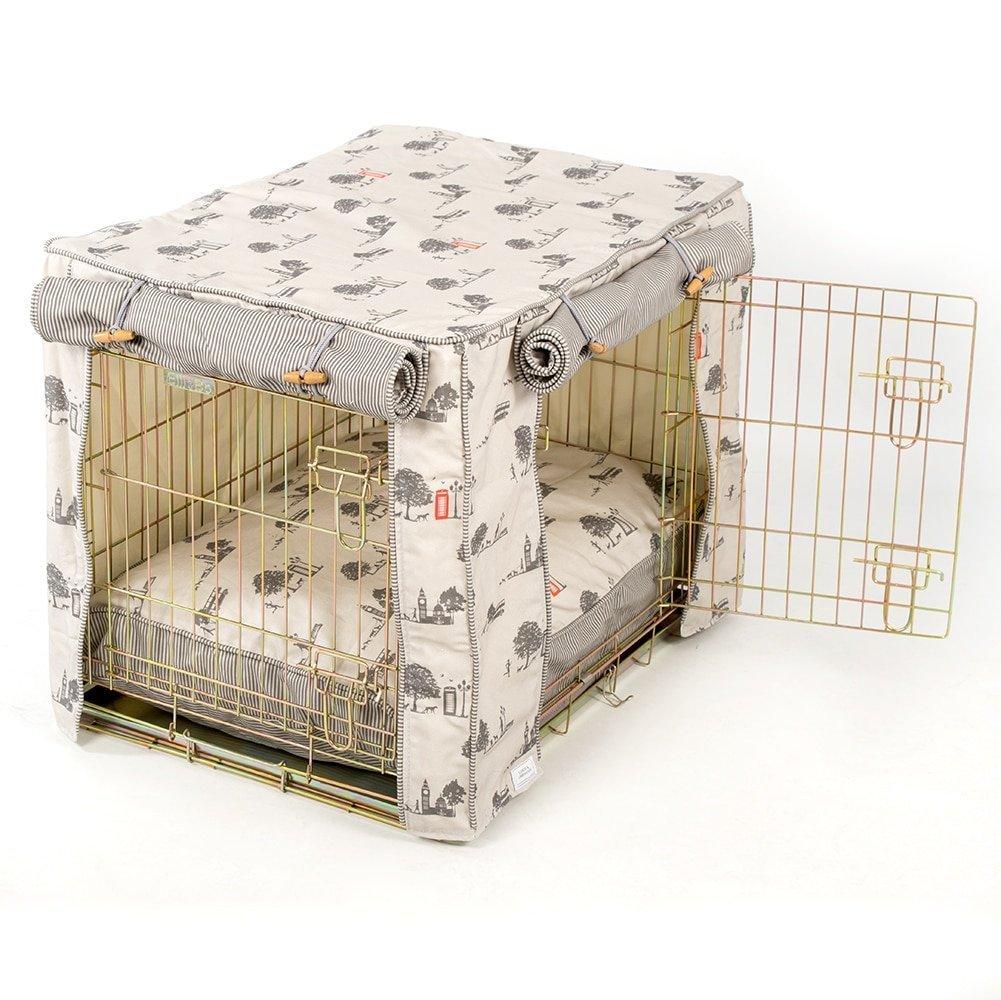 Lords &amp; Labradors Hyde Park Crate Cover Set with Ellie-Bo Crate (Includes a Dog Crate, Crate Cover and Cushion)
