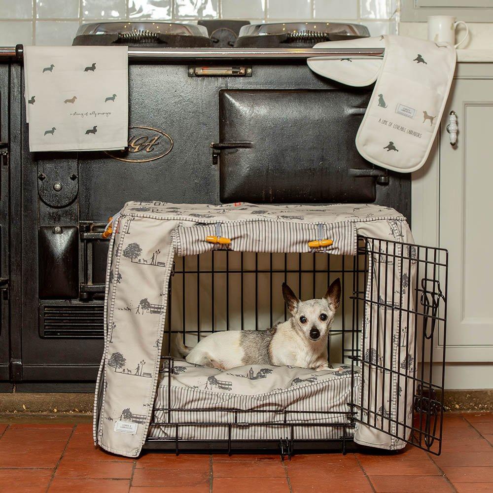 Lords &amp; Labradors Hyde Park Crate Cover Set with Ellie-Bo Crate (Includes a Dog Crate, Crate Cover and Cushion)