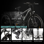 Slsy Adult Mountain Tricycle, 7 Speed Three Wheel Bike, 24/26 Inch Adults Trikes for Seniors with Shopping Basket, Exercise Men's Women's Tricycles