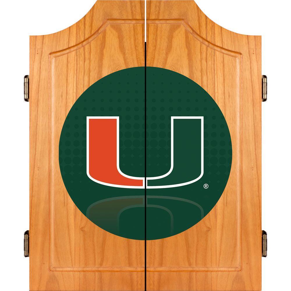 University of Miami Reflection 20.5 in. Wood Dart Cabinet Set