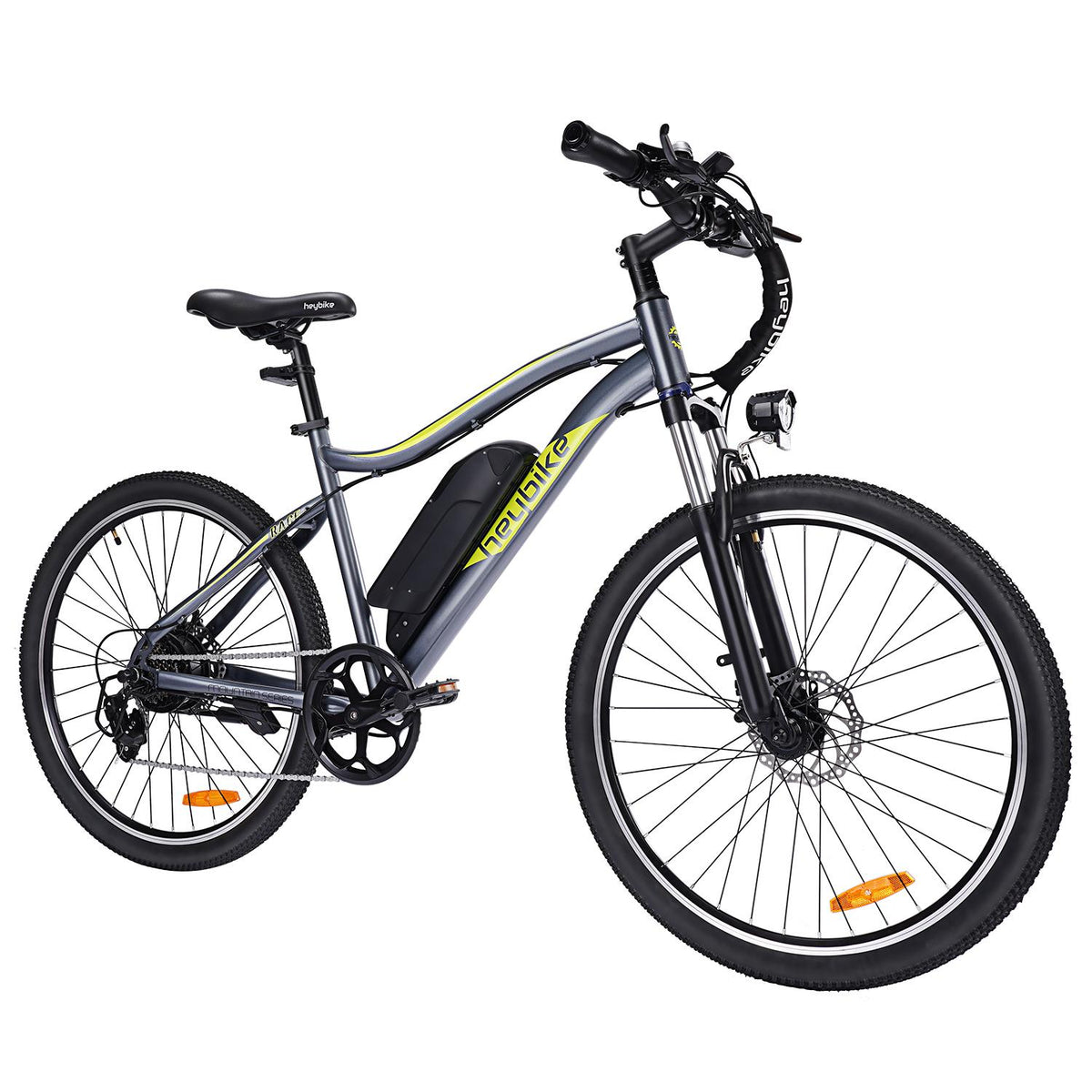 Heybike Race Electric Bike Light Weight 26" Commuter Electric Mountain Bike with 40 Miles Long Range, 350W Brushless Motor,  7-Speed and Front Fork Suspension, Urban Electric Bicycle for Adults
