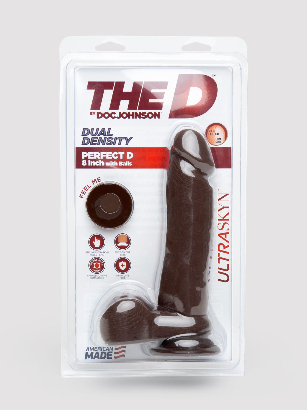 Doc Johnson The D Dual-Density Brown Girthy Realistic Dildo 7.5 Inch, Flesh Brown | Flesh Brown