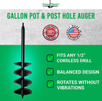 power planter auger drill bit extension (7" x 28") with 1/2" non-slip hex drive — garden auger for planting gallon potted plants and post holes — auger digging tool for dirt, clay, soil and sand