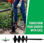 power planter auger drill bit extension (7" x 28") with 1/2" non-slip hex drive — garden auger for planting gallon potted plants and post holes — auger digging tool for dirt, clay, soil and sand