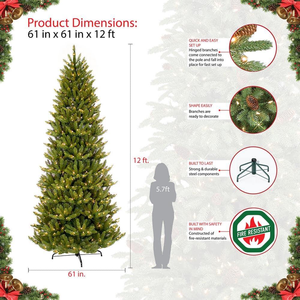12 ft. Pre-Lit Incandescent Slim Fraser Fir Artificial Christmas Tree with 1200 UL Clear Lights
