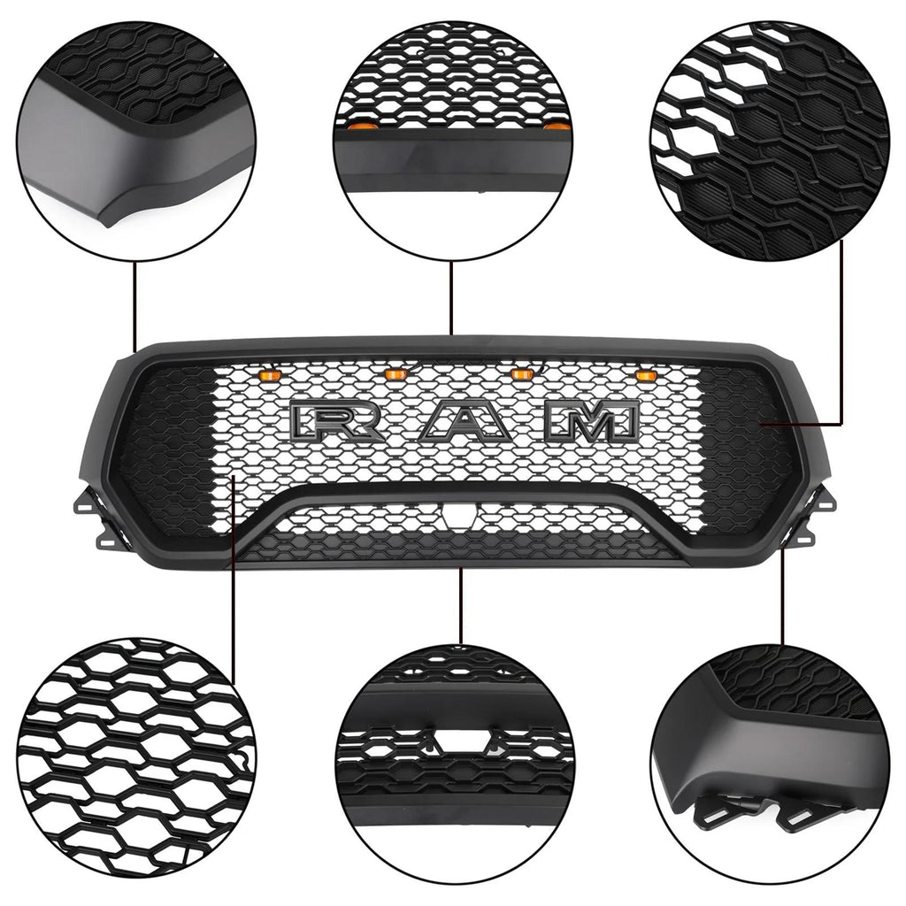 2019-2023 Dodge Ram 1500 TRX Style LED Honeycomb Front Upper Hood Grille Generic