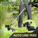 20V Cordless String Trimmer, 2.0Ah Battery Powered with Fast Charger, 12'' Grass Cutter with Auto Line Feed, 3-in-1 Electric Lawn Mower Grass Trimmer &amp; Edger Lawn Tool with 8 Lines for Yard, Garden