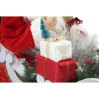 28 in. Christmas Santa Claus in Sleigh with Teddy Bear, Toy Sack and Music