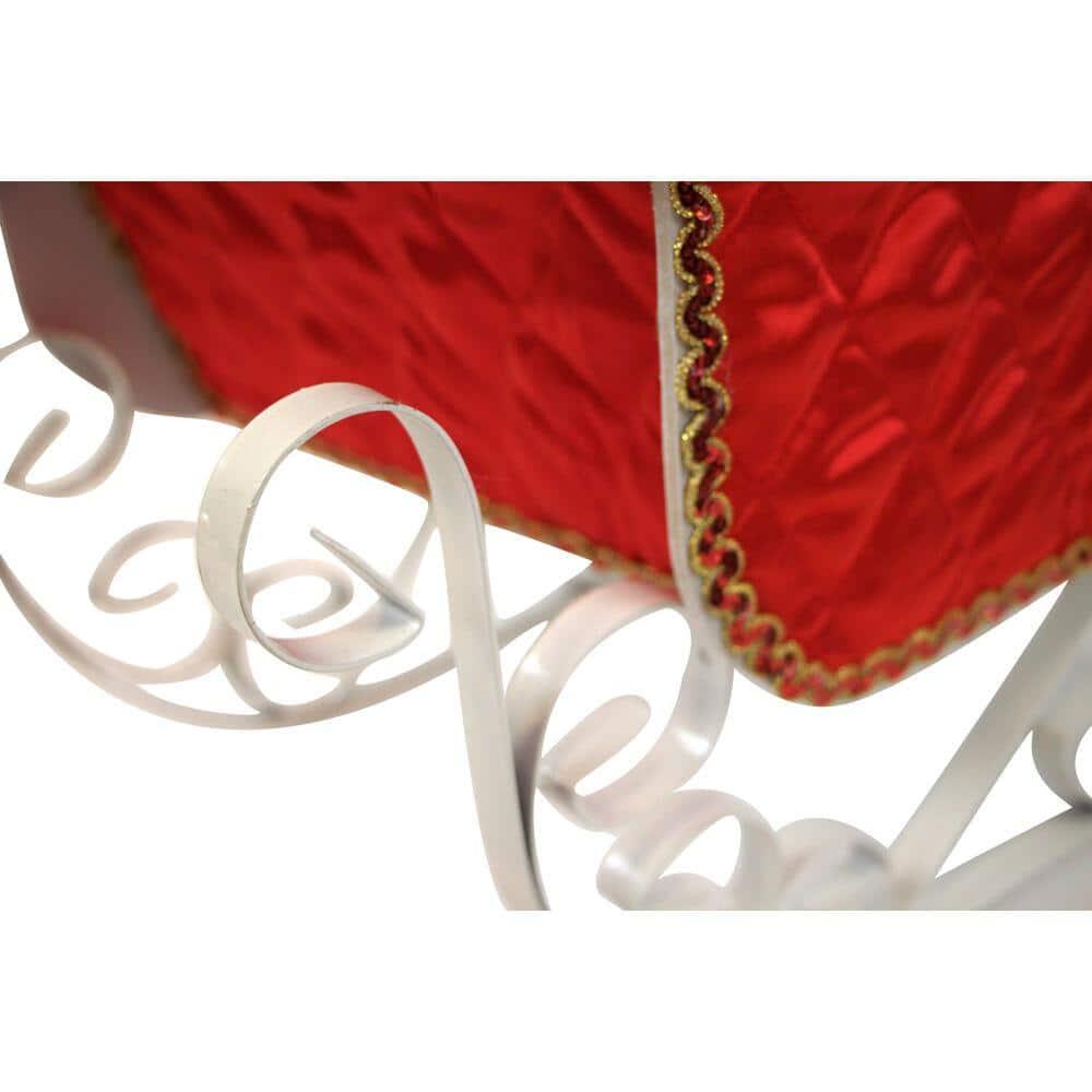 28 in. Christmas Santa Claus in Sleigh with Teddy Bear, Toy Sack and Music