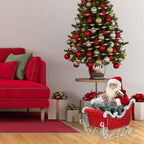 28 in. Christmas Santa Claus in Sleigh with Teddy Bear, Toy Sack and Music