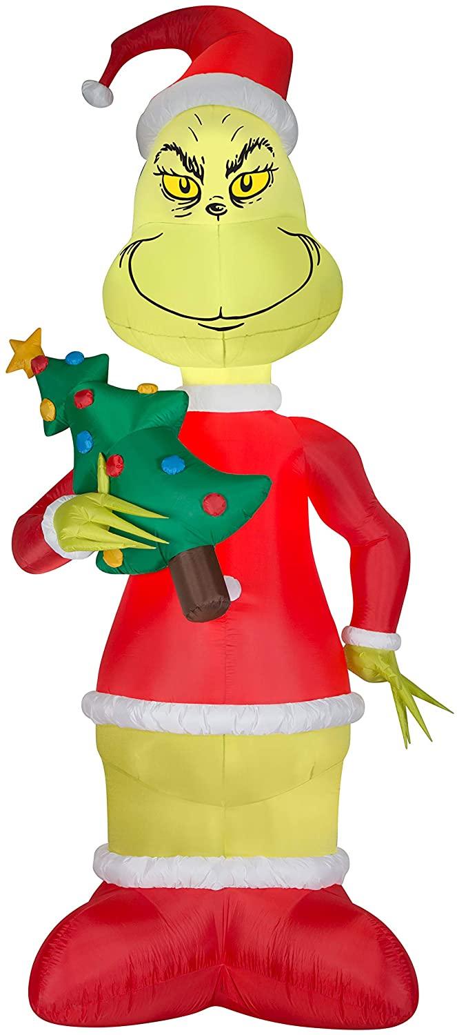 Gemmy 11Ft Grinch Holding a Christmas Tree Airblown Inflatable Indoor/Outdoor Holiday Decoration