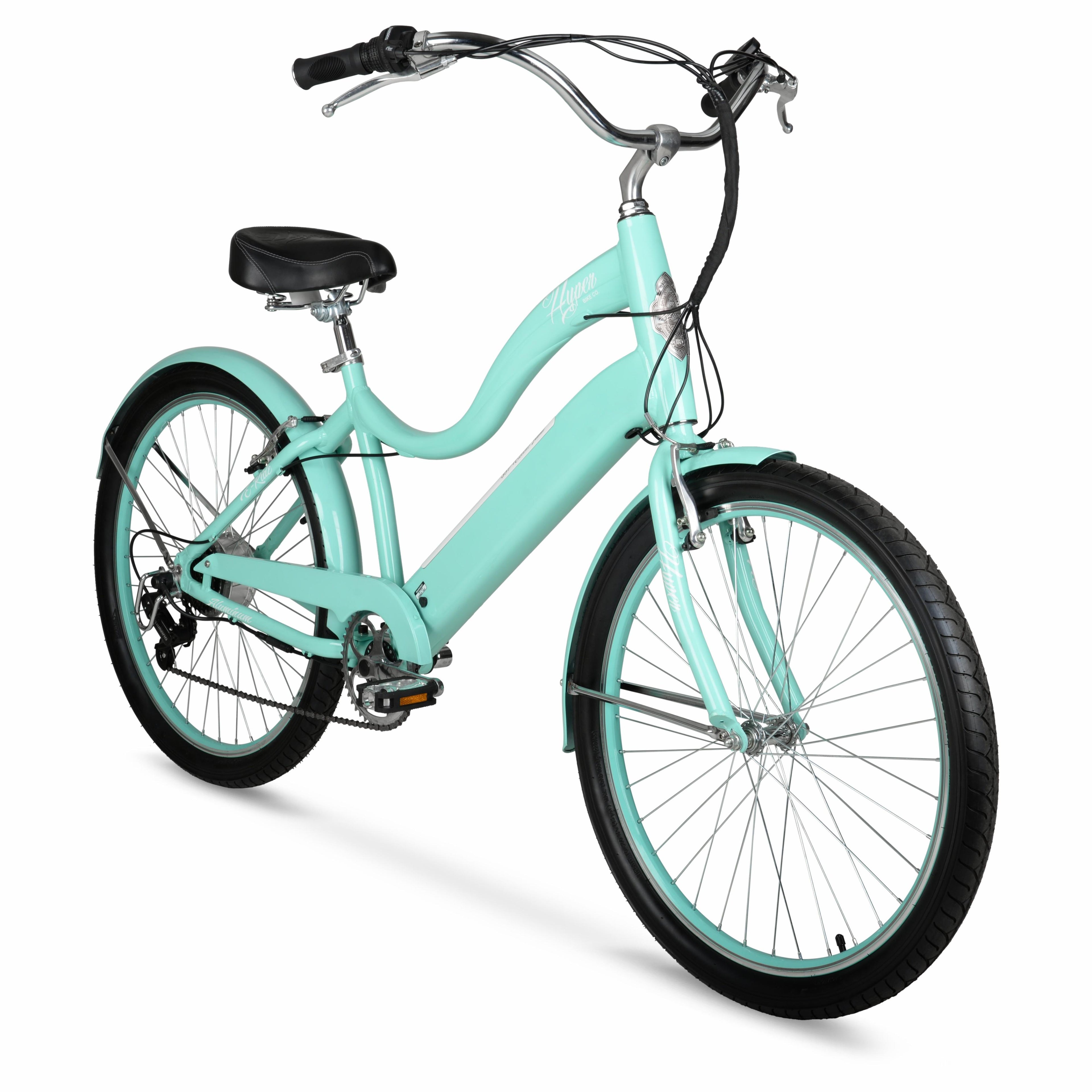 Hyper Bicycles E-Ride Electric Pedal Assist Woman's Cruiser Bike, 26" Wheels, Turquoise