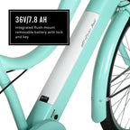 Hyper Bicycles E-Ride Electric Pedal Assist Woman's Cruiser Bike, 26" Wheels, Turquoise