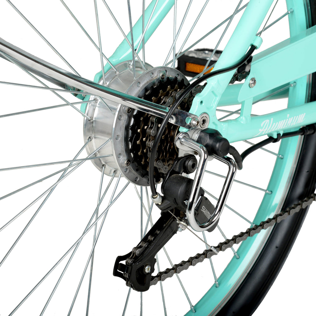 Hyper Bicycles E-Ride Electric Pedal Assist Woman's Cruiser Bike, 26" Wheels, Turquoise