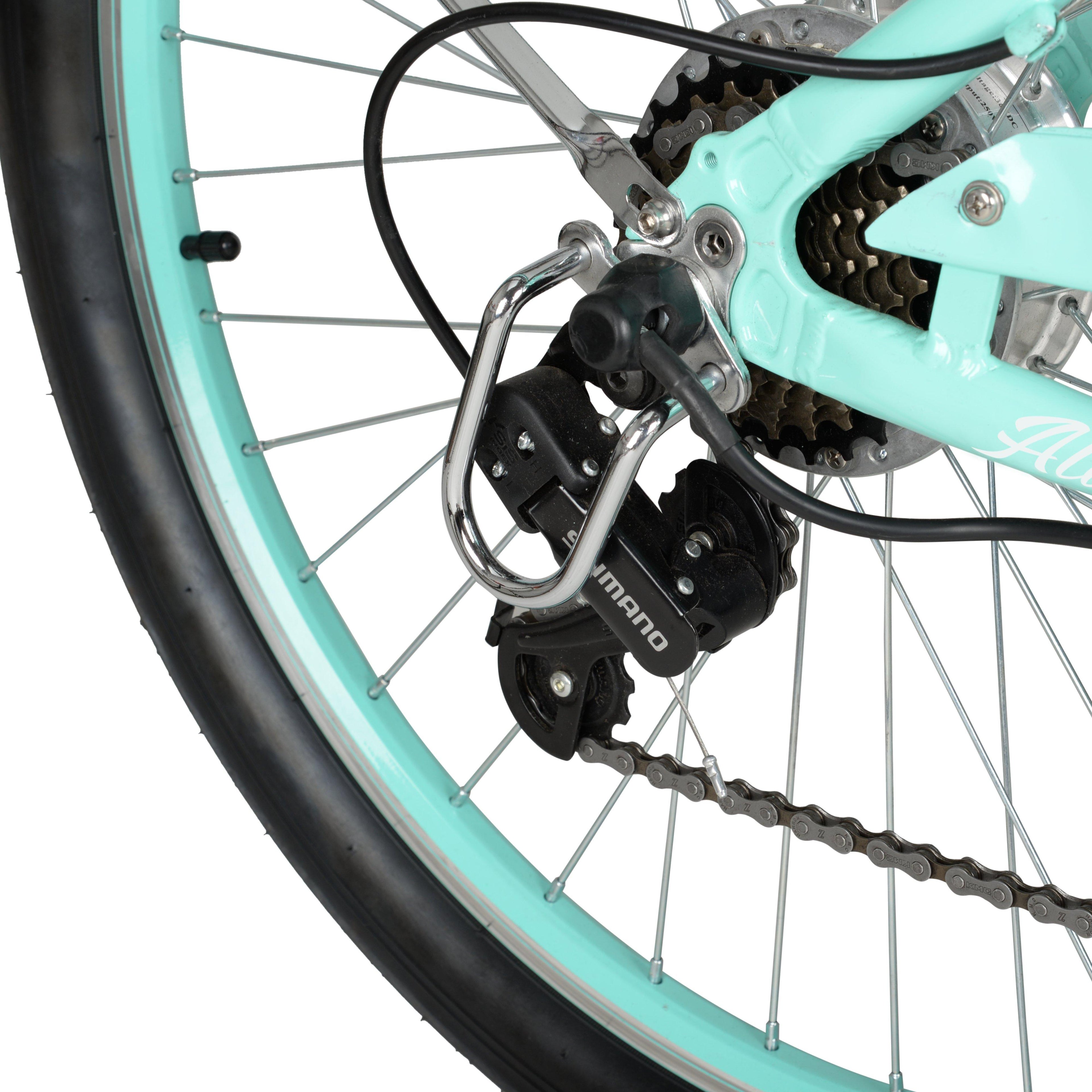 Hyper Bicycles E-Ride Electric Pedal Assist Woman's Cruiser Bike, 26" Wheels, Turquoise