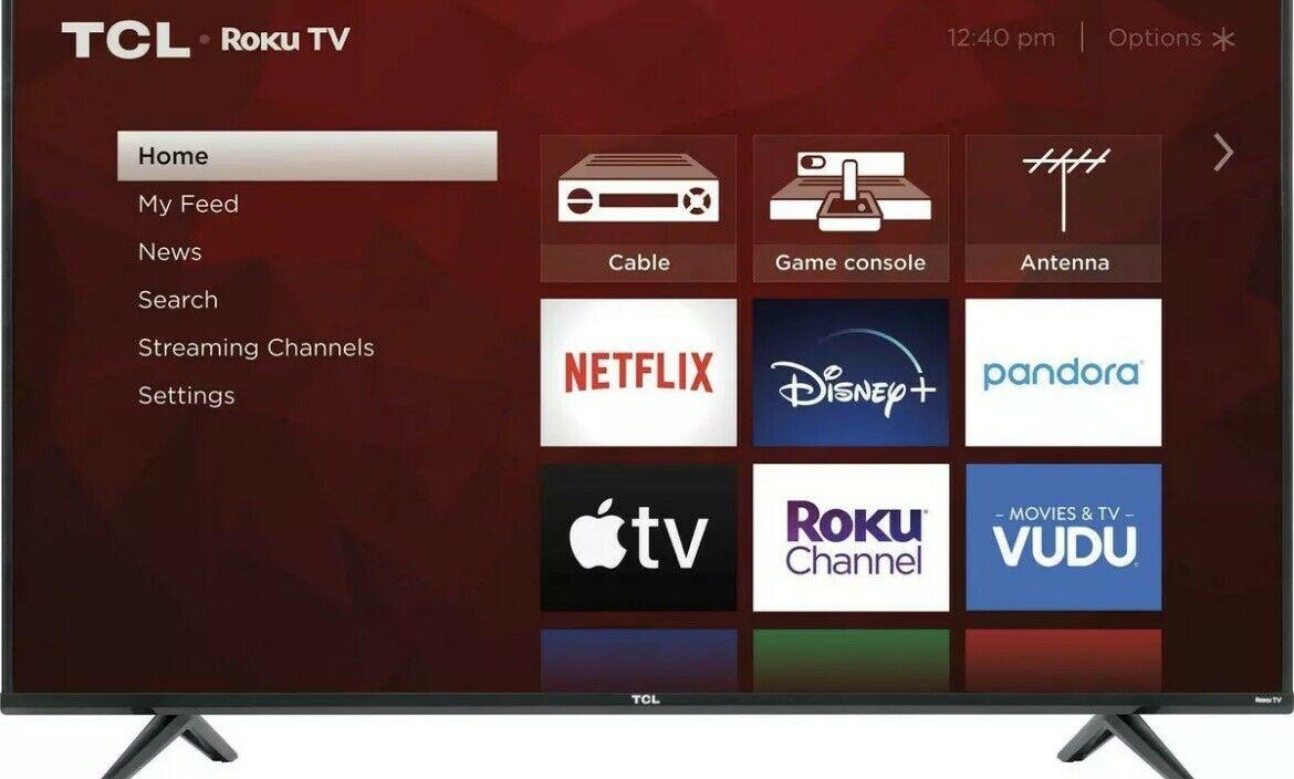 new tcl 55s435 55'' 4k led roku smart tv - black
