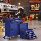 5-Drawers Tool Chest, 2-in-1 Rolling Tool Box with Wheels and Drawers, Detachable StoraToolbox with Lock, Heavy-Duty Metal Tool Cart for Garage, Workshop (Blue)