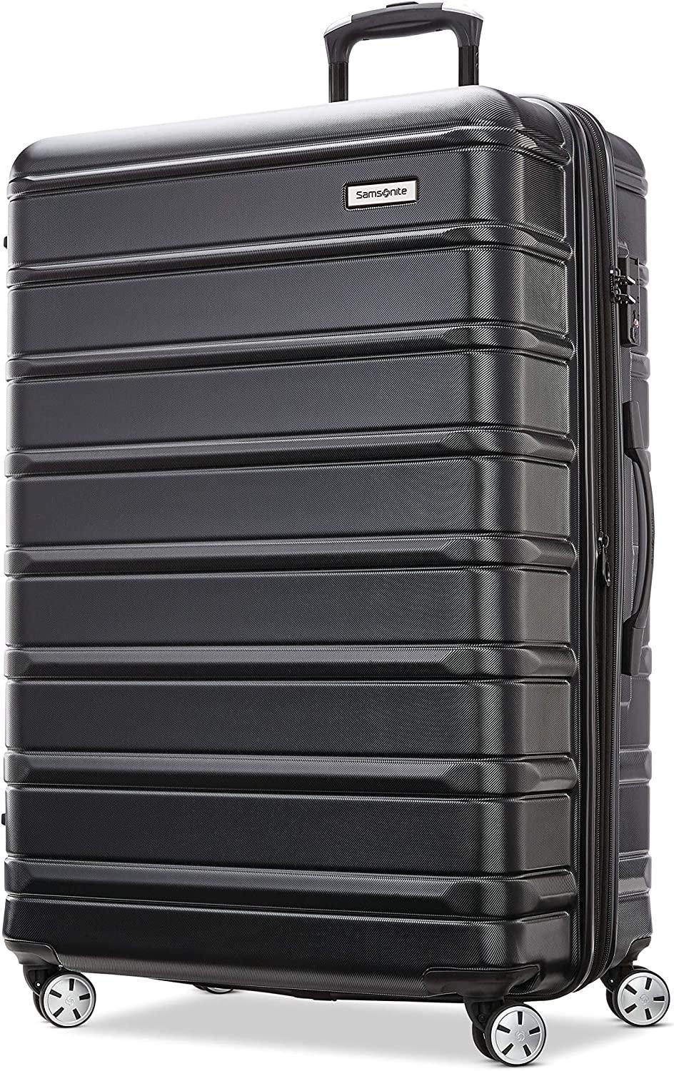 Omni 2 Hardside Expandable Luggage with Spinner Wheels, Midnight Black, Checked-Large 28-Inch