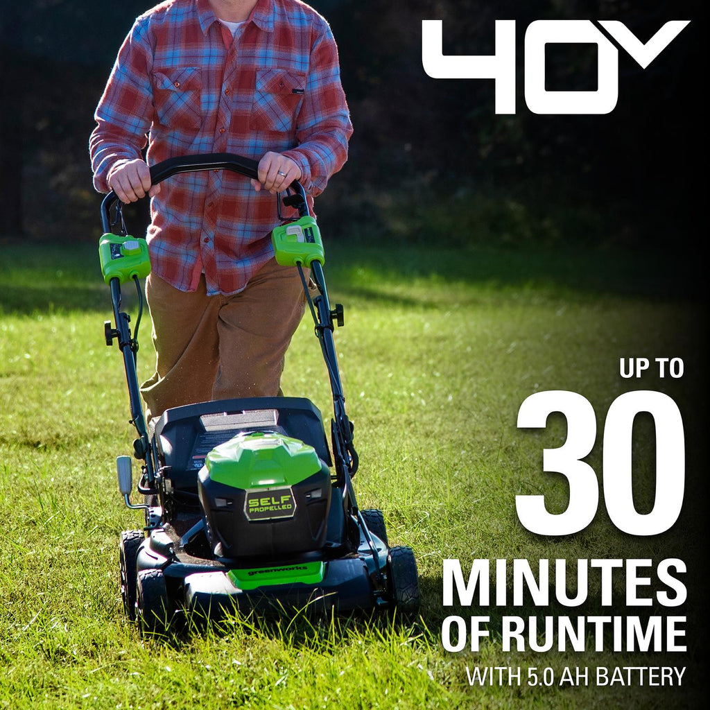 Greenworks 40V 21 In. Cordless Brushless Self-Propelled Lawn Mower with 5.0 Ah B