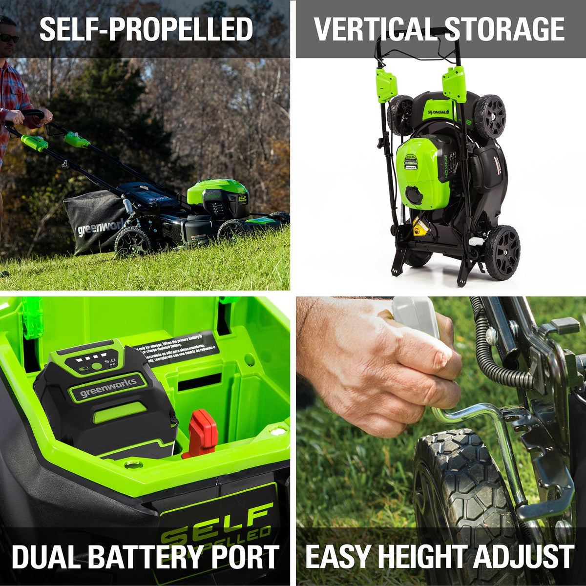 Greenworks 40V 21 In. Cordless Brushless Self-Propelled Lawn Mower with 5.0 Ah B