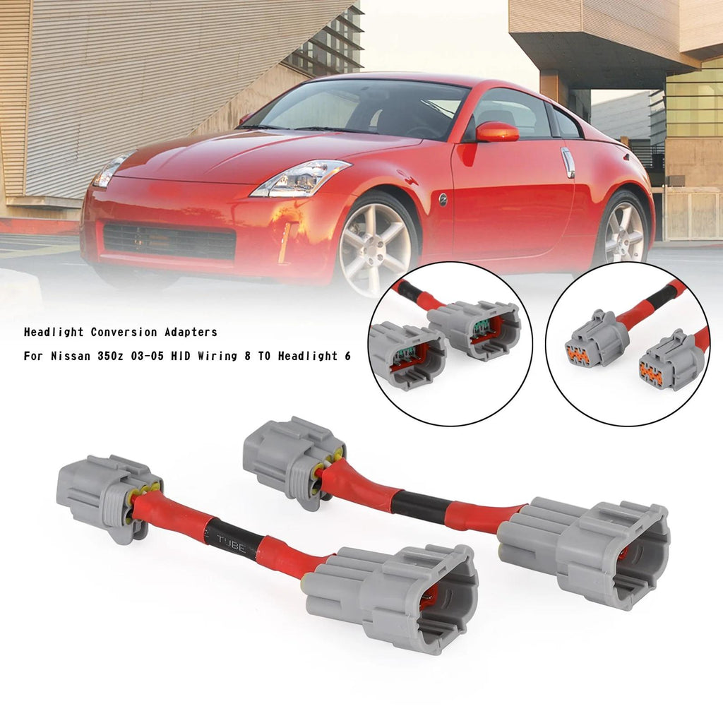 2003-2005 Nissan 350z HID Wiring 8 TO Headlight 6 Headlight Conversion Adapters Generic
