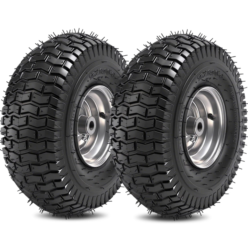 (2 Pack)  15x6.00-6nhs Lawn Mower Tires and Wheel Assembly, Replacement Riding Lawn Mower Front Tires, Compatible with    Lawn Mowers, 3/4" Bushings, 3" Centered Hub