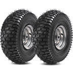 (2 Pack)  15x6.00-6nhs Lawn Mower Tires and Wheel Assembly, Replacement Riding Lawn Mower Front Tires, Compatible with    Lawn Mowers, 3/4" Bushings, 3" Centered Hub