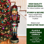 5 ft. Christmas Nutcracker Playing Snare Drum with Moving Hands, Music, Timer and 20 LED Lights