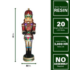 5 ft. Christmas Nutcracker Playing Snare Drum with Moving Hands, Music, Timer and 20 LED Lights