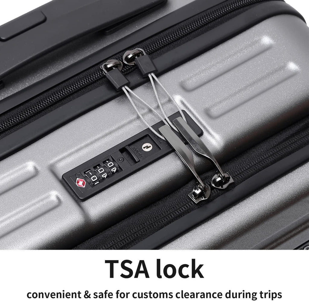 28 Inch Checked Luggage, Lightweight ABS+PC Hardshell Suitcase with TSA Lock &amp; Spinner Silent Wheels, Large Size with 101L Capacity, Convenient for Trips, Gray