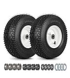 15x6.00-6 Rubber Lawn Mower Tire and Wheel, 2 Pcs Replacement 15x6-6nhs Riding Mowers Lawn Tire and Wheel with Bearing Bore 3/4", 3" Centered Hub
