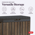 Signature Ever50 Gallon Resin Deck Box-Organization and Storafor Patio Cushions, Throw Pillows and Garden Tools, Walnut