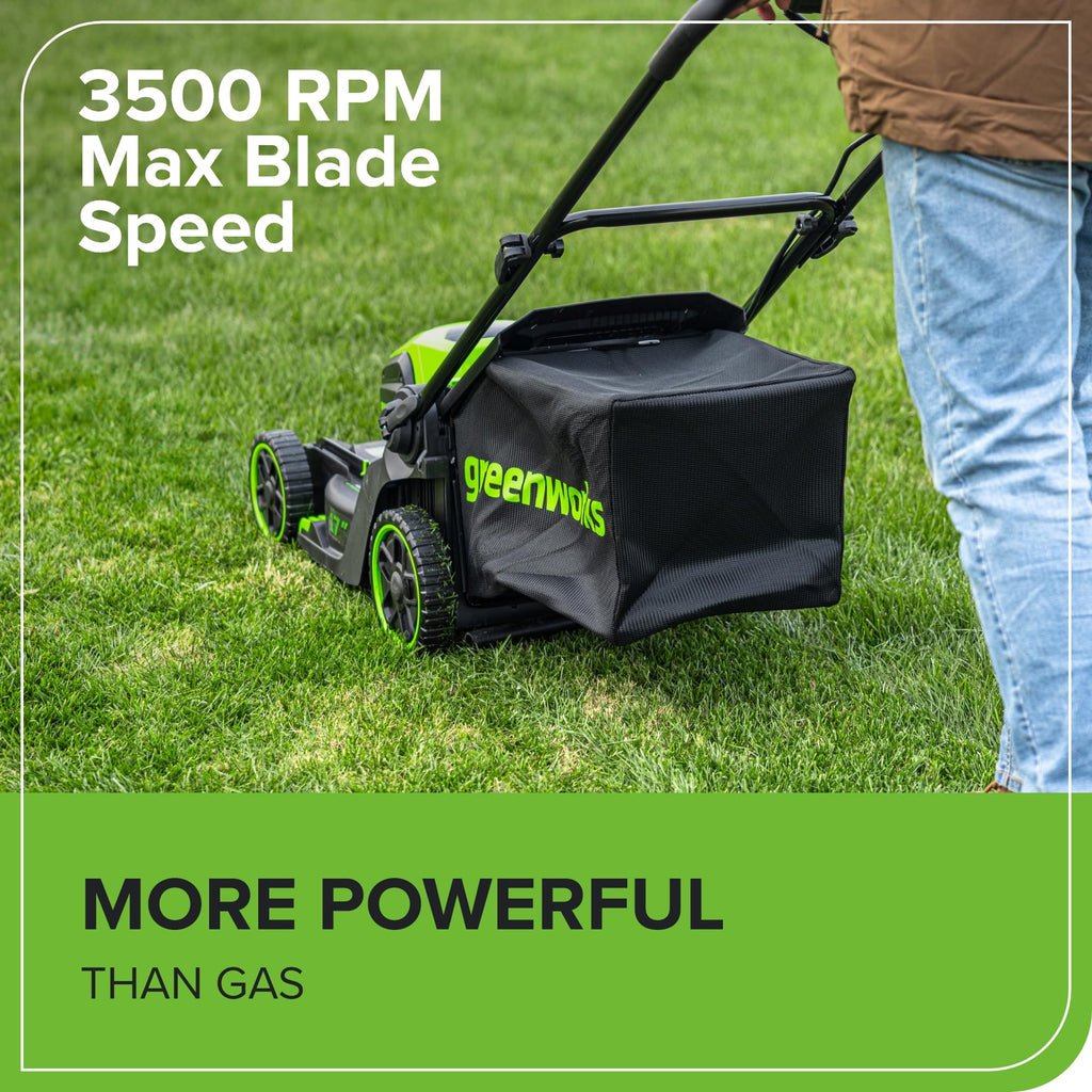 60V 17" Brushless Cordless Push Lawn Mower, 2-in-1 Mulching/Bagging, 4.0Ah Battery and 3A Charger(40min Runtime)