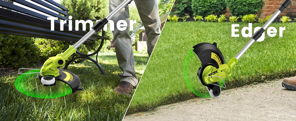 12" Cordless String Trimmer with 2 2.0Ah Battery and Charger, Electric Weed Wacker, Weed Eater Battery Powered, 20V Lawn Mower Lawn Edger, Auto Line Feed Grass Cutter Lightweight Garden Tools for Yard