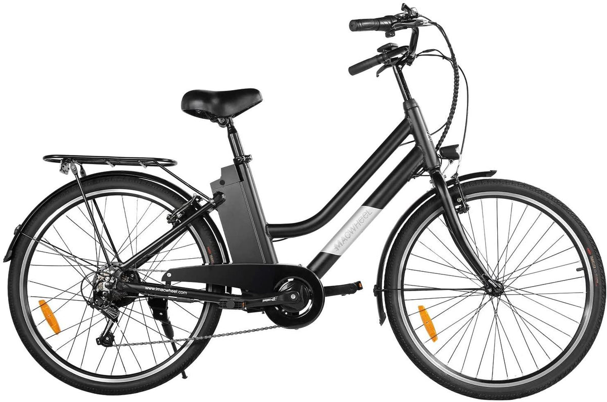 Macwheel 26" Electric Bike, Removable 36V/10Ah Lithium-ion Battery, Max Speed 15.5MPH,  6/7-Speed Gear Electric Commuter Bike with Throttle &amp; Pedal Assist