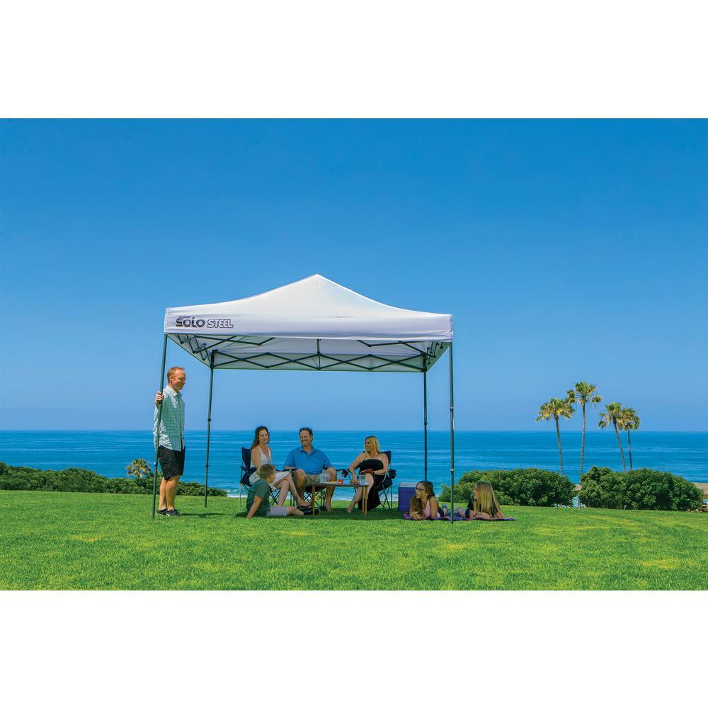 10 ft. W x 10 ft. D Straight-Leg Pop-Up Instant Canopy in White with Corrosion-Resistant Steel Frame