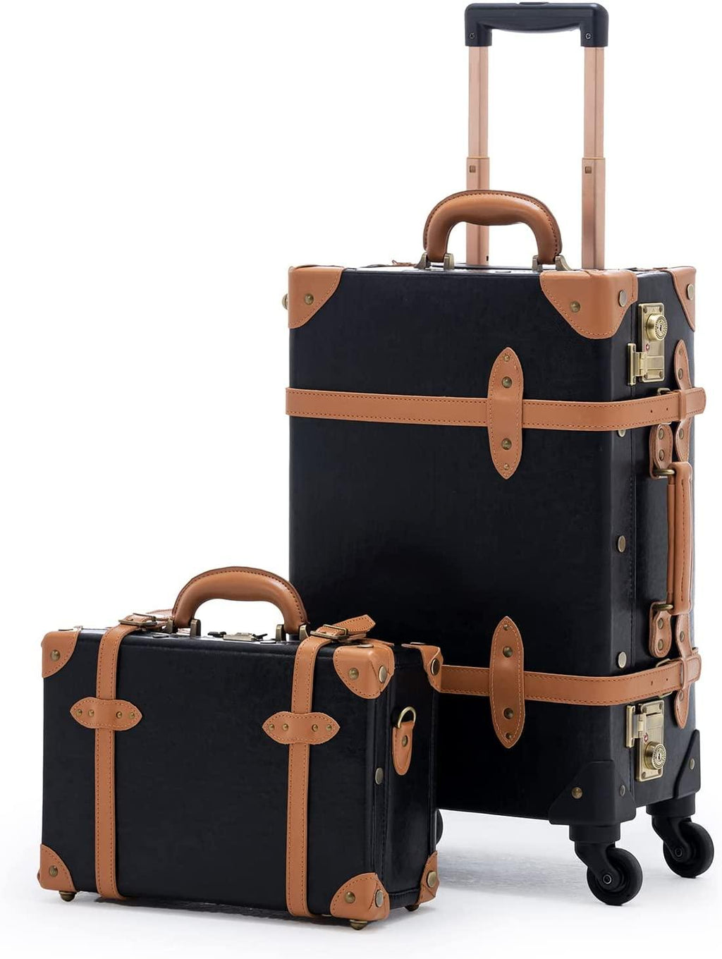 2 Piece  Luggage TSA Lock Small Carry On Suitcase Sets for Travel with Spinner Wheels, Black