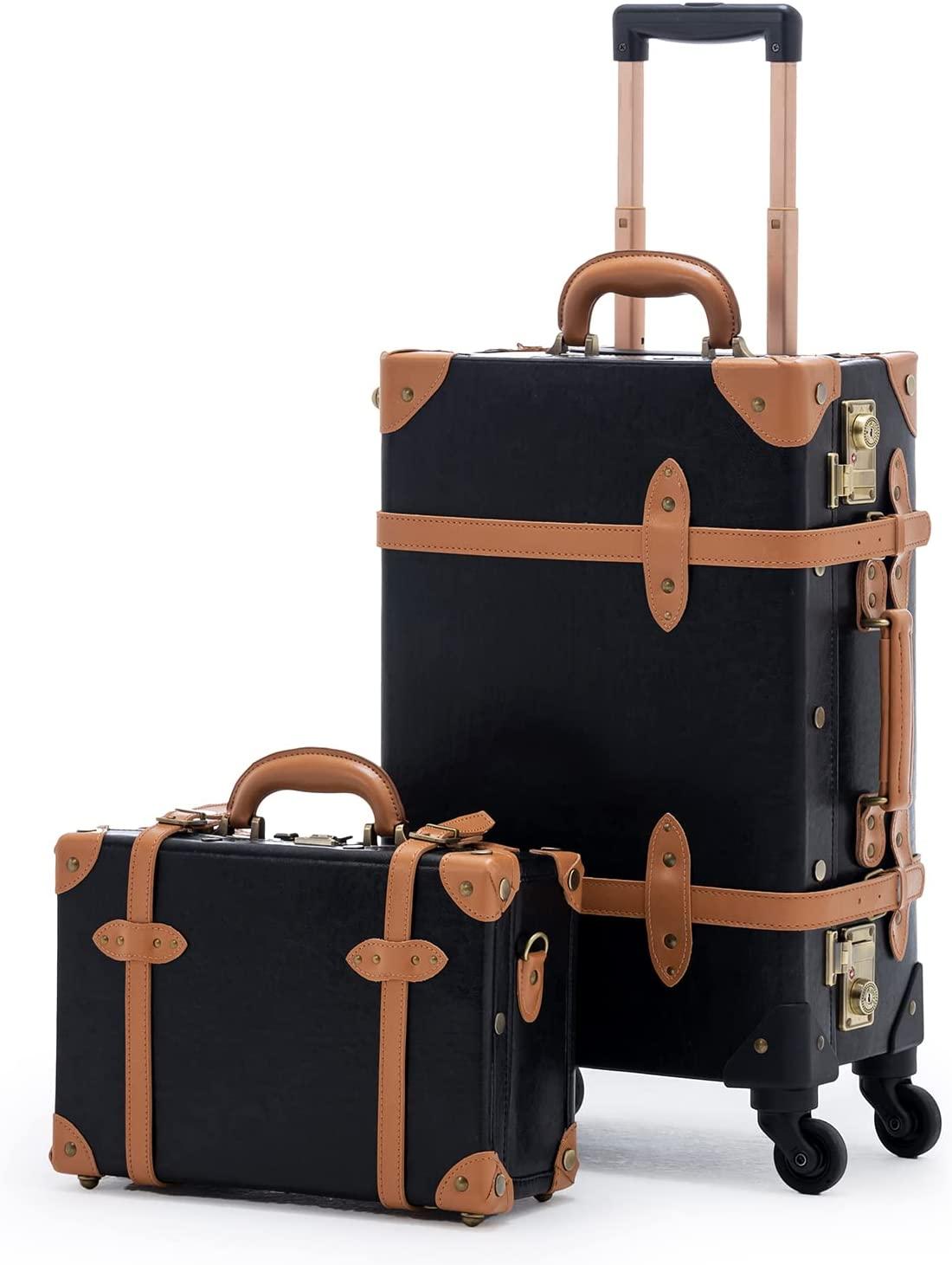 2 Piece  Luggage TSA Lock Small Carry On Suitcase Sets for Travel with Spinner Wheels, Black