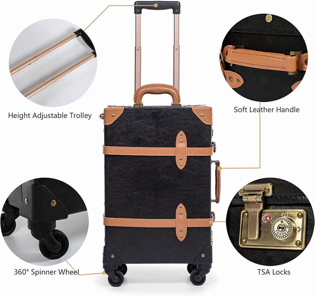 2 Piece  Luggage TSA Lock Small Carry On Suitcase Sets for Travel with Spinner Wheels, Black