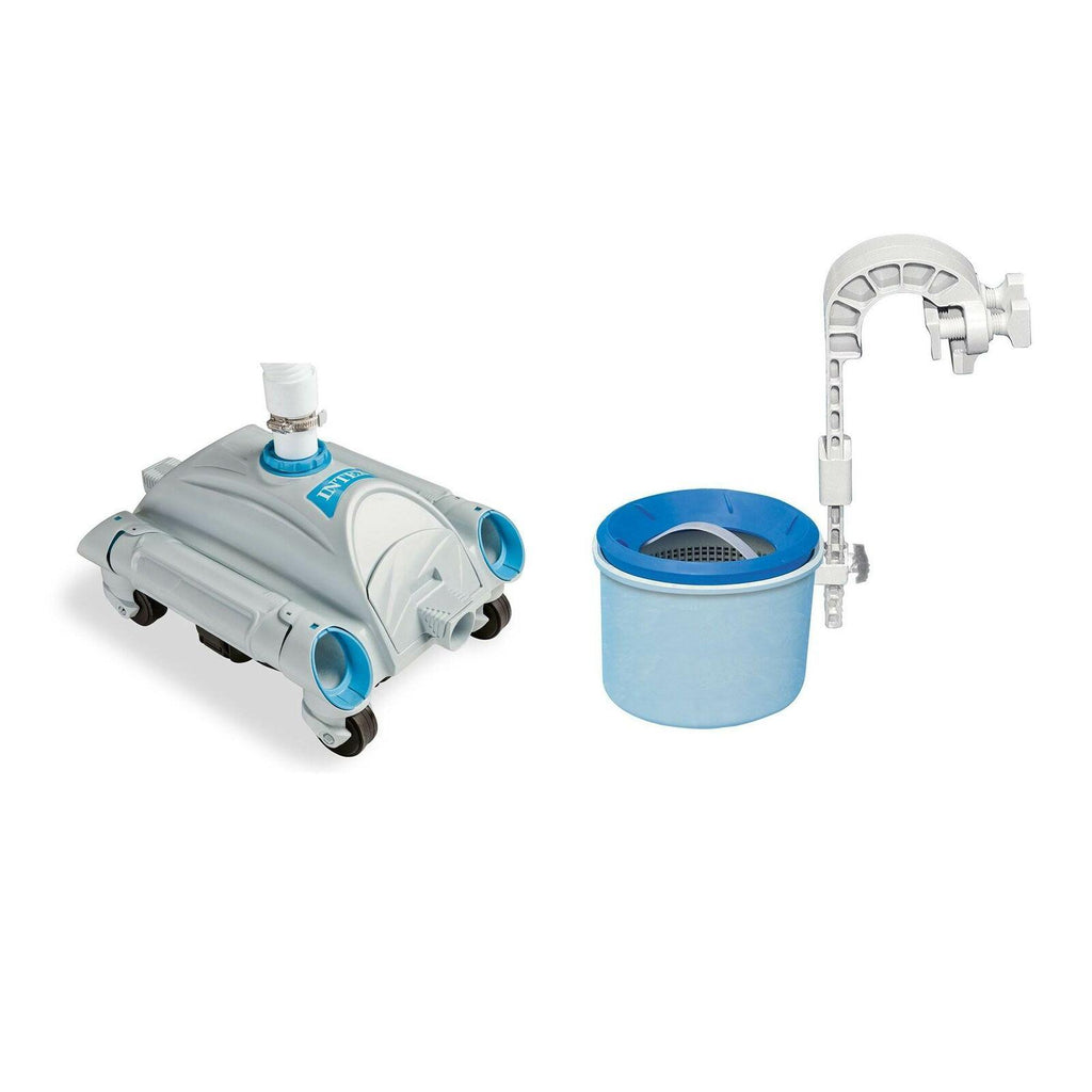 intex automatic above-ground swimming pool vacuum &amp; mounted automatic skimmer