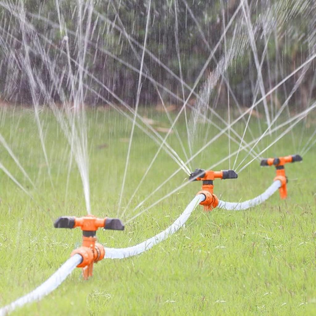 BBGS 3 Arm Sprayer Lawn Sprinkler, with Hose Automatic 360 Rotating Adjustable Garden Water Sprinklers Lawn Irrigation System (Size : 40m)