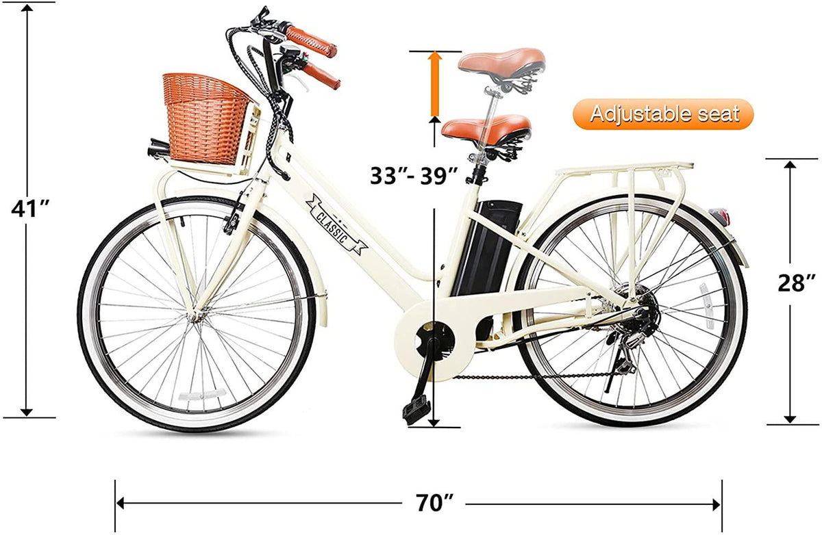 Electric Bike for Adults,26 inch 350W/250W 36V/12.5Ah Electric Bike for Women, Bicycle Commuter eBike with Basket,Waterproof Removable Battery, 6-Speed Gear,3 Riding Modes