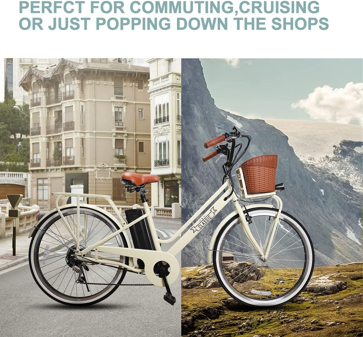 Electric Bike for Adults,26 inch 350W/250W 36V/12.5Ah Electric Bike for Women, Bicycle Commuter eBike with Basket,Waterproof Removable Battery, 6-Speed Gear,3 Riding Modes