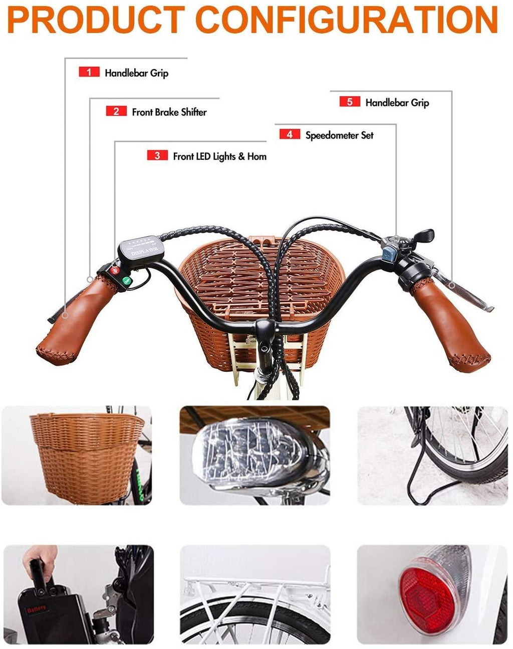 Electric Bike for Adults,26 inch 350W/250W 36V/12.5Ah Electric Bike for Women, Bicycle Commuter eBike with Basket,Waterproof Removable Battery, 6-Speed Gear,3 Riding Modes